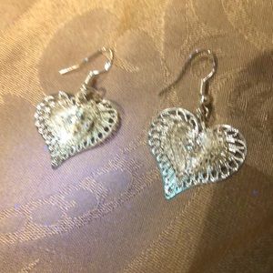 silver heart shaped earrings